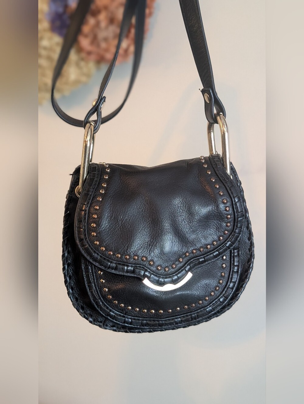 Cynthia Rowley Black Studded Leather Crossbody Bag - Picture 3 of 11